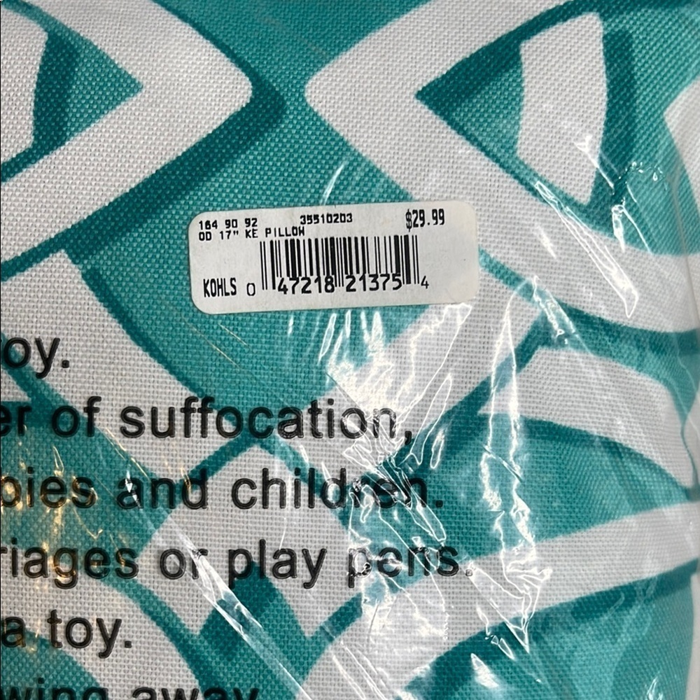 NWT Solaris 17” Aqua and White Geometric Accent Pillow (Set of 3) - Picture 3 of 4